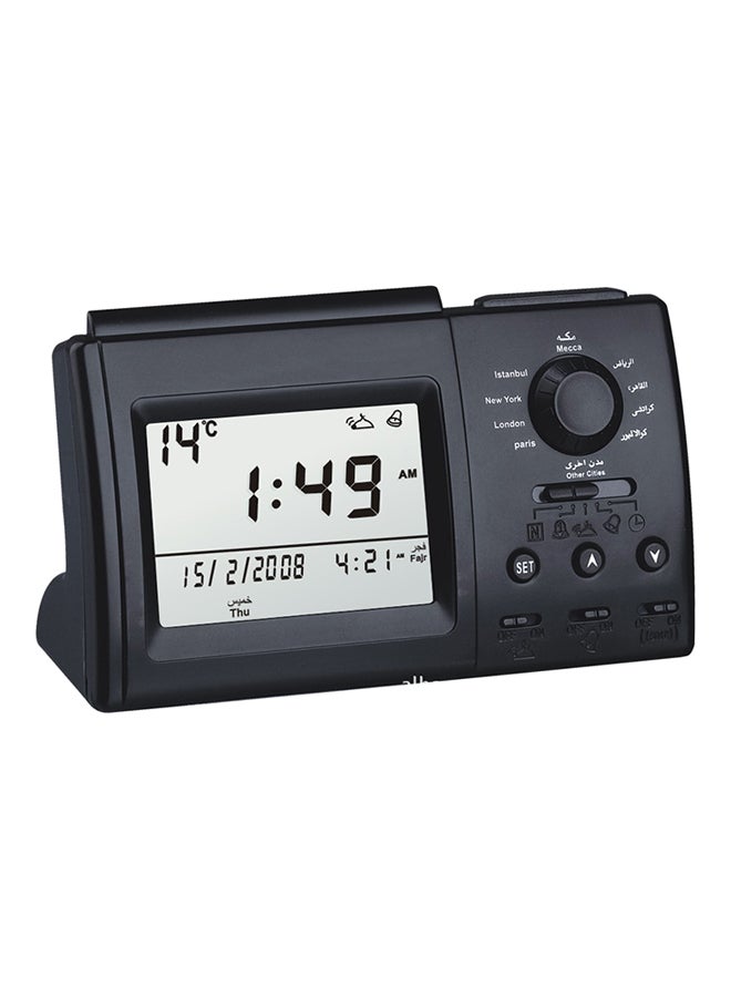 الفجر ساعة منبه عالية الجودة لمواقيت الصلاة بصوت الأذان أسود