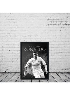 LOWHA Cristiano Ronaldo Printed Wooden Frame Wall Painting Black/White  - Image 2