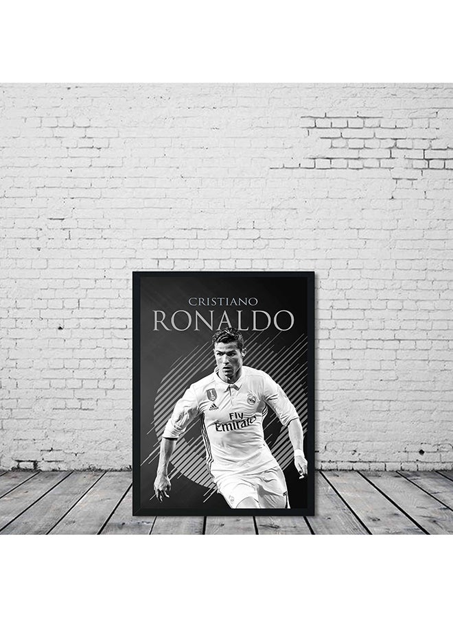 LOWHA Cristiano Ronaldo Printed Wooden Frame Wall Painting Black/White  - Image 2