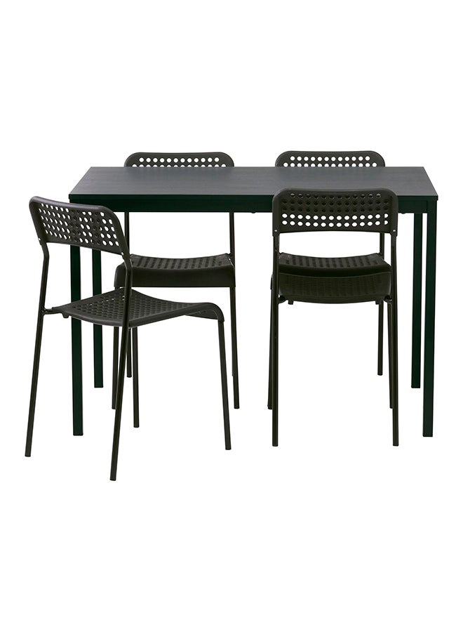 Generic 4-Seater Dining Table And Chair Set Black 110x67x74cm 