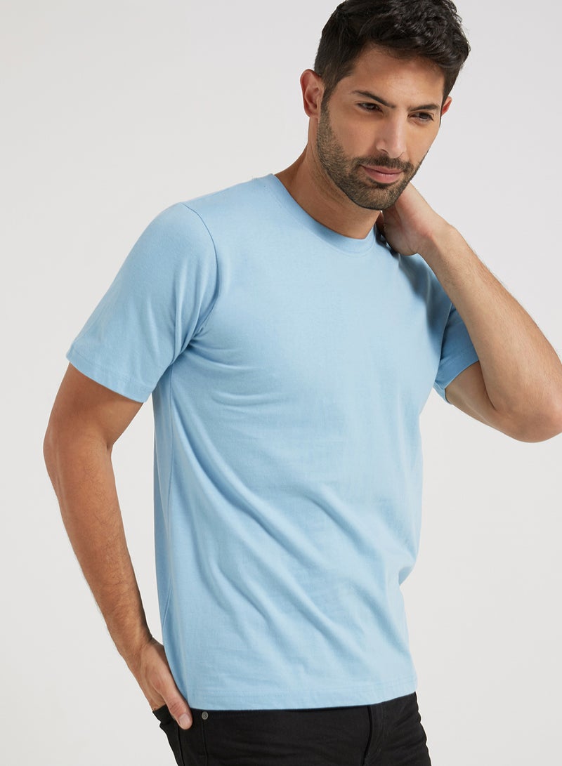 Soko Mesh Short Sleeve Crew Neck T-Shirt Light Sky Blue  - Image 2