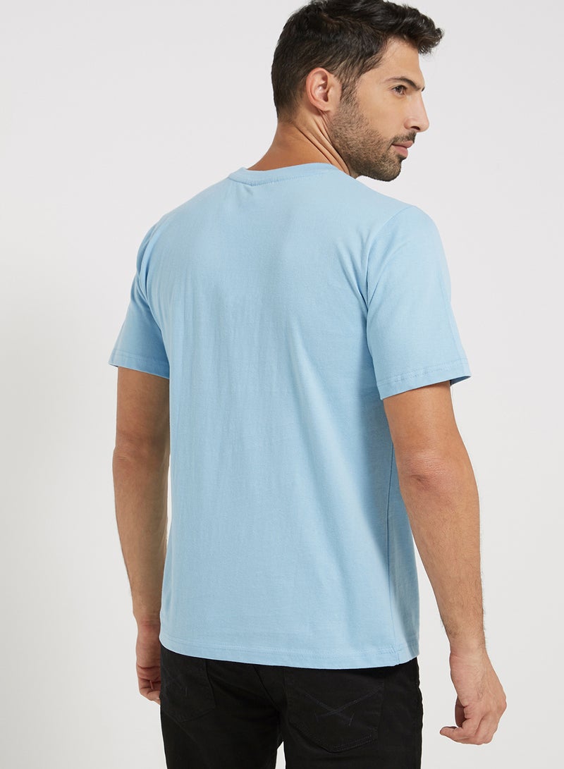 Soko Mesh Short Sleeve Crew Neck T-Shirt Light Sky Blue  - Image 3