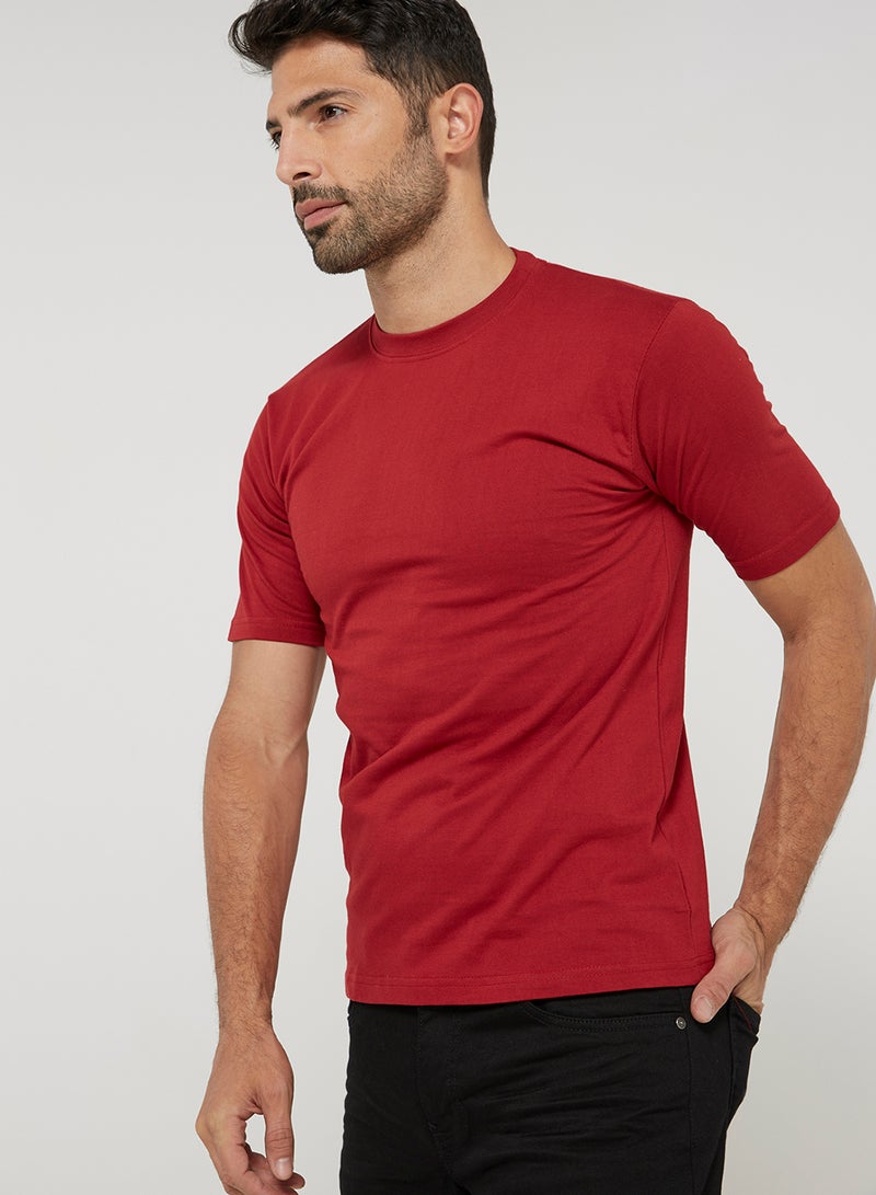 Soko Mesh Short Sleeve Crew Neck T-Shirt Maroon  - Image 2