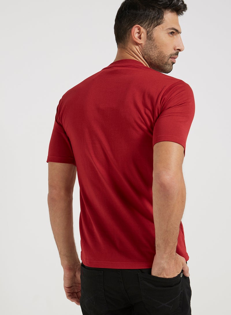 Soko Mesh Short Sleeve Crew Neck T-Shirt Maroon  - Image 3