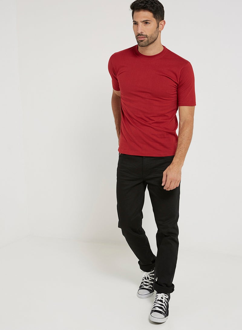 Soko Mesh Short Sleeve Crew Neck T-Shirt Maroon  - Image 4