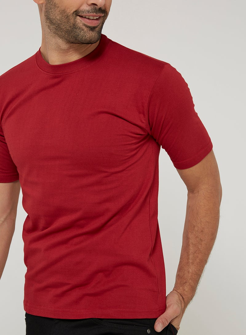Soko Mesh Short Sleeve Crew Neck T-Shirt Maroon  - Image 5
