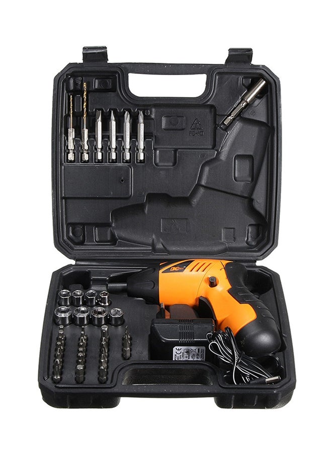 DCTOOLS 45-Piece Rechargeable Cordless Electric Power Drill With Drill Bits And Screwdriver Bits Yellow/Black 16X20X8cm - Image 1