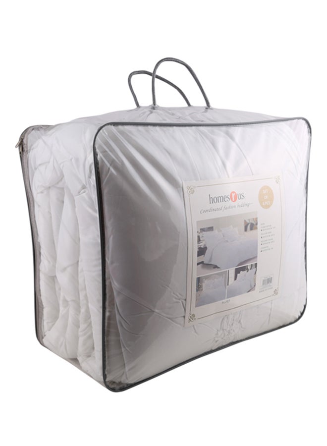 homes r us 6-Piece Flora Comforter Set Polyester White 260X240cm 