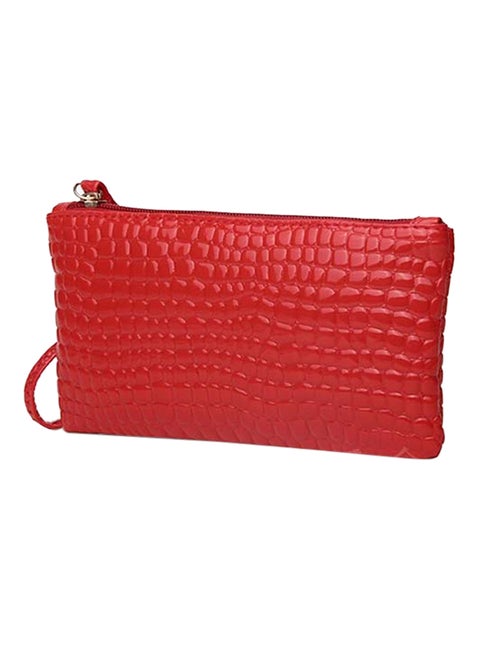 Crocodile Pattern Clutch Red
