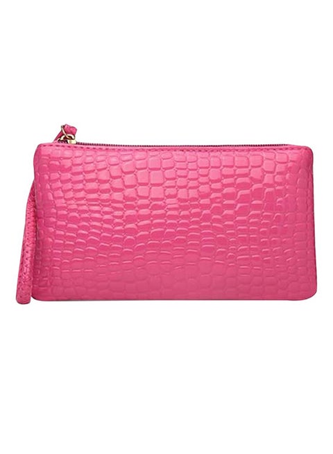 Crocodile Pattern Wallet Rose Red