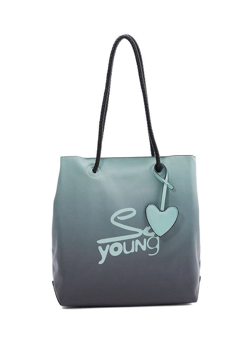 سوديني حقيبة حمل بلونين مكتوب عليها عبارة "So Young" أكوا / أسود - Image 1