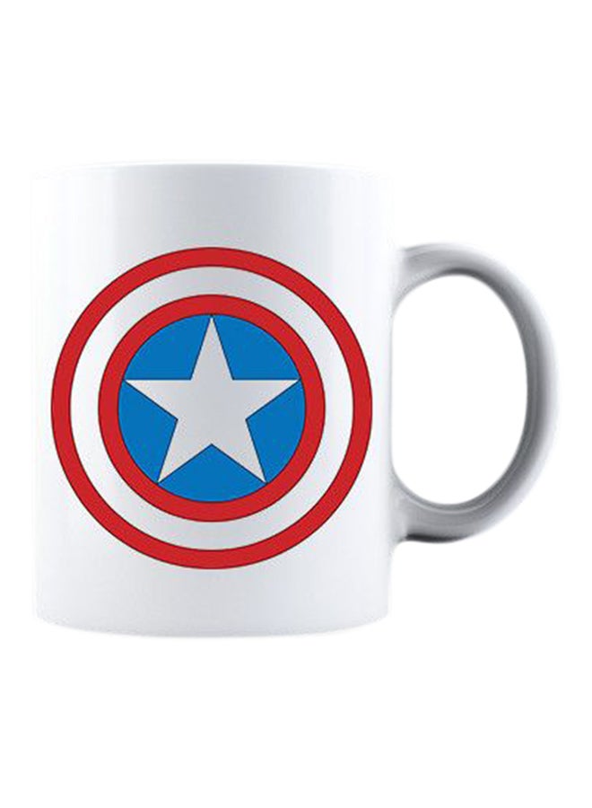 Spoil Your Wall Captain America Shield Coffee Mug White/Blue/Red