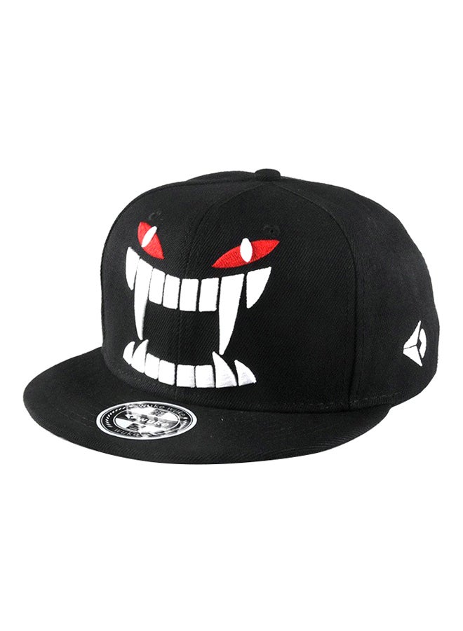 Snapback Closure Cotton Baseball Cap Black/White - Image 1