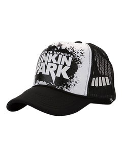 Graphic Printed Snapback Closure Baseball Mesh Cap Black/White