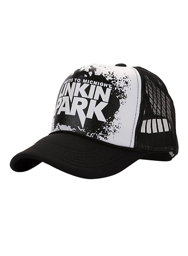 Generic - Graphic Printed Snapback Closure Baseball Mesh Cap Black/White - Image 1