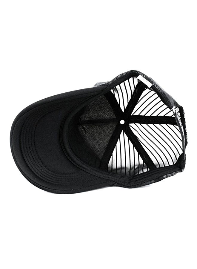 Cartoon Printed Cotton Hip-Hop Baseball Cap Black/White - Image 2