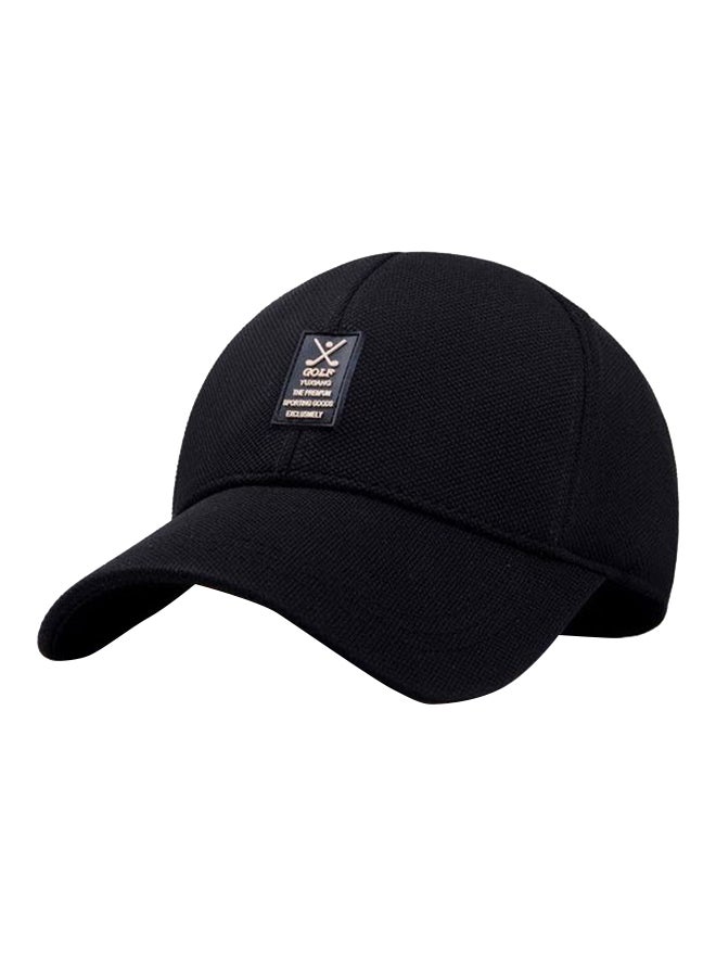 Cotton Buckle Closure Baseball Cap Black  - Image 1