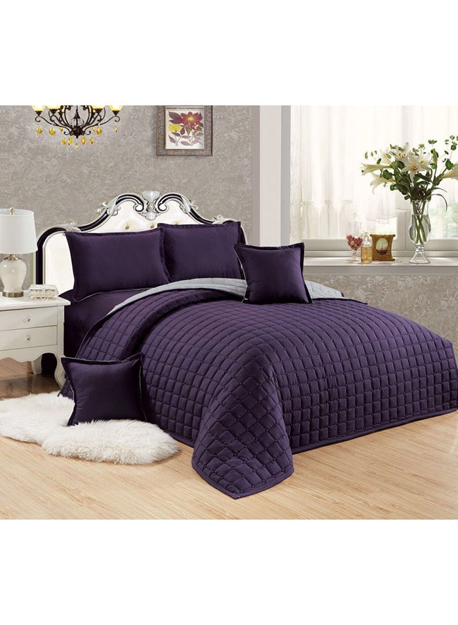 مون طقم لحاف مضغوط مكون من 6 قطع مايكروفايبر أرجواني King