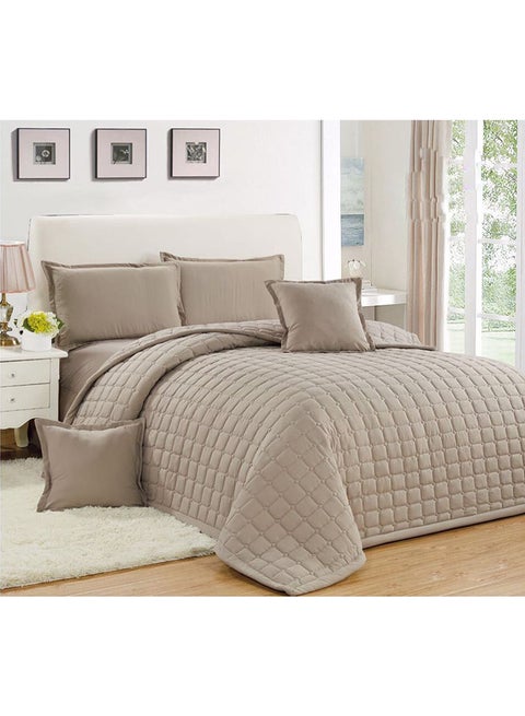 4-Piece Compressed Comforter Set Single Size Microfiber Beige 210x160cm