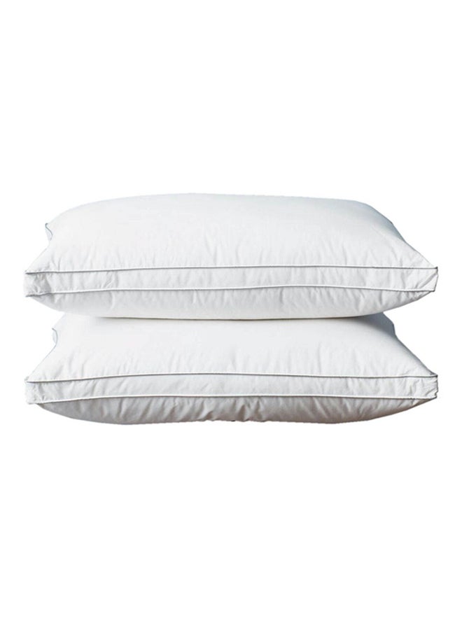 Hours - Princess Hotel Pillow Pack Of 2 Microfiber 1Cm Stripe Pillow, 1000Grms, Queen Cotton White 75x50x12cm - Image 1