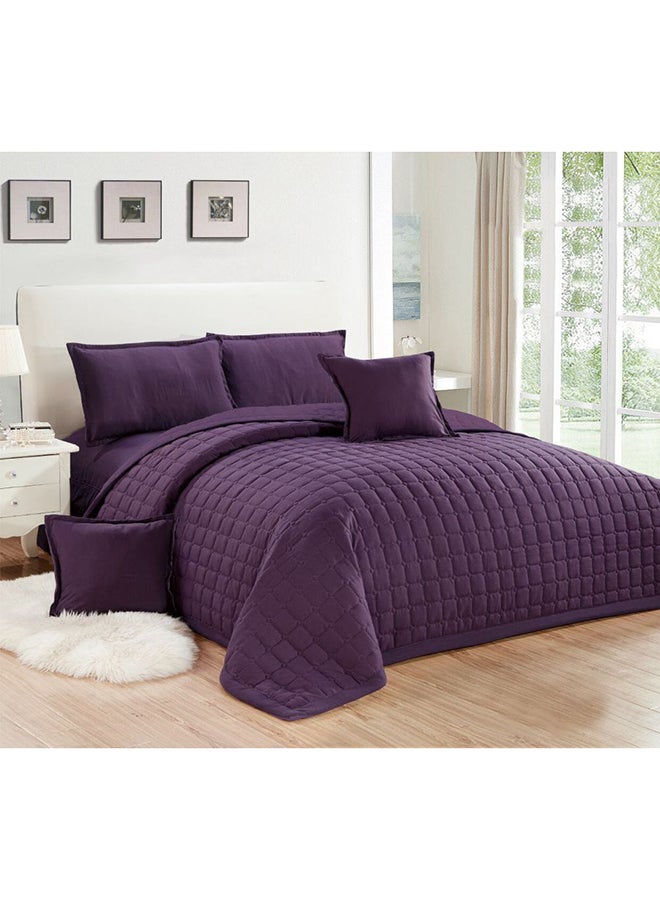 Moon 6-Piece Quilted Compressed Comforter Set King Size Microfiber Purple 220x240cm