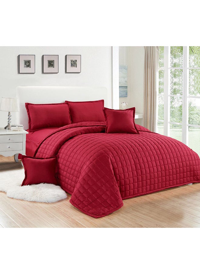 Moon - 4-Piece Compressed Comforter Set Microfiber Red Single Size - Image 1