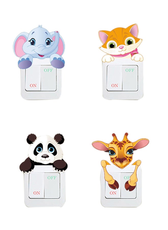 QiaoKai 4-Piece Removable 3D Cartoon Animal Wall Sticker Multicolour 10x10cm  - Image 1