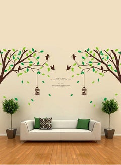 كياوكاي ملصق جداري بتصميم شجرة عليها قفص طيور أخضر / بني 180x100Ø³Ù†ØªÙŠÙ…ØªØ±  - Image 2