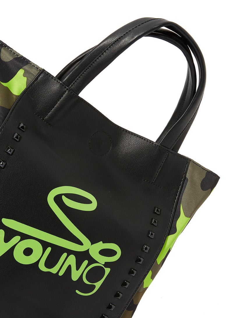 سوديني حقيبة كتف بسحاب إغلاق أخضر/أسود - Image 3