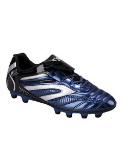 HUSK'SWARE Low Top Leather Lace Up Football Sneakers With Cover On Laces Blue  - Image 1