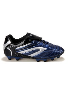HUSK'SWARE Low Top Leather Lace Up Football Sneakers With Cover On Laces Blue  - Image 2