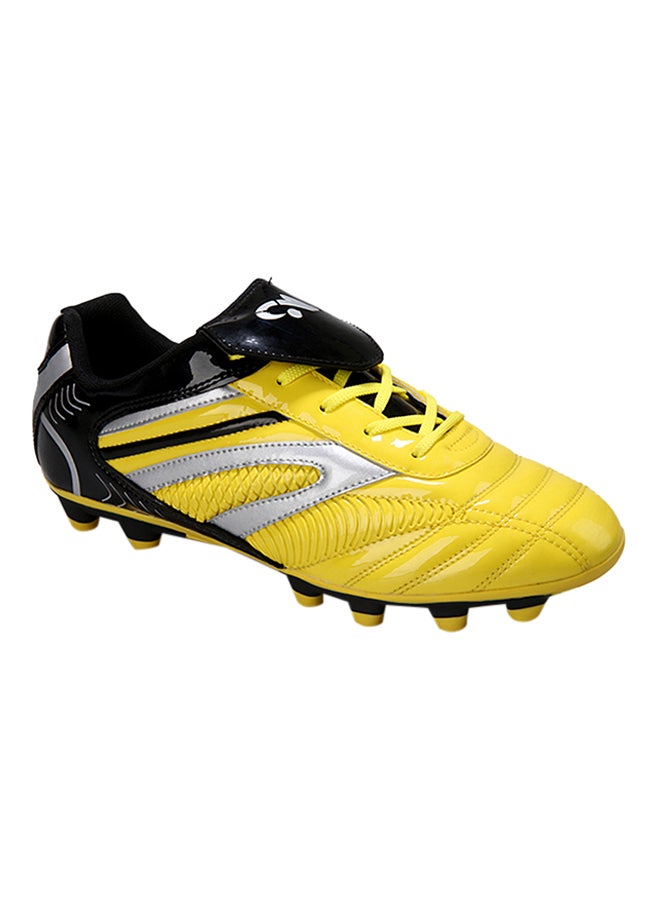 HUSK'SWARE - Low Top Leather Lace Up Football Sneakers With Cover On Laces Yellow - Image 1