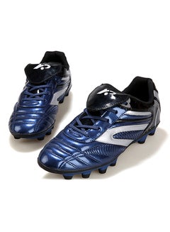 HUSK'SWARE Low Top Leather Lace Up Football Sneakers With Cover On Laces Blue  - Image 3