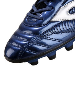 HUSK'SWARE Low Top Leather Lace Up Football Sneakers With Cover On Laces Blue  - Image 4