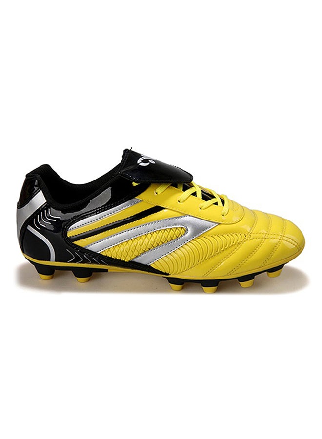 HUSK'SWARE - Low Top Leather Lace Up Football Sneakers With Cover On Laces Yellow - Image 1