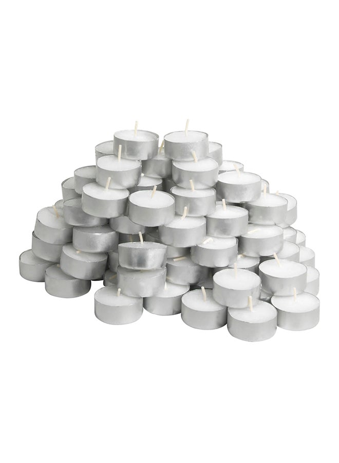 Generic 100-Piece GLIMMA Non-Scented Tea Light Set Silver/White  - Image 1