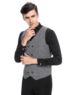 Drupum Double-Breasted Waistcoat Grey  - Image 3