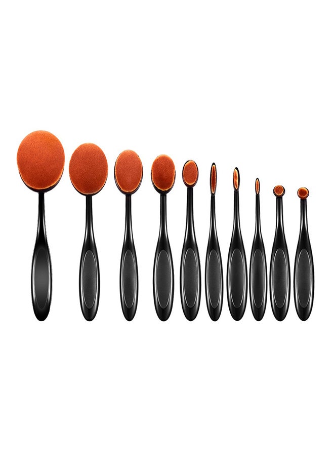 10-Piece Oval Make up Brush Set Black