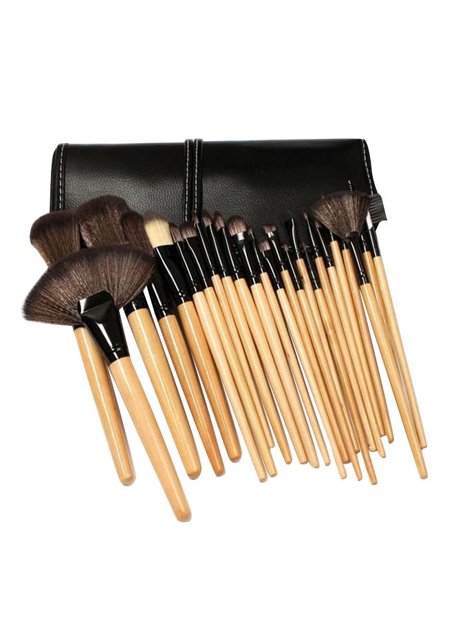 مجموعة فرش مستحضرات التجميل مكونة من 32 قطعة مع شنطة للحمل بيج