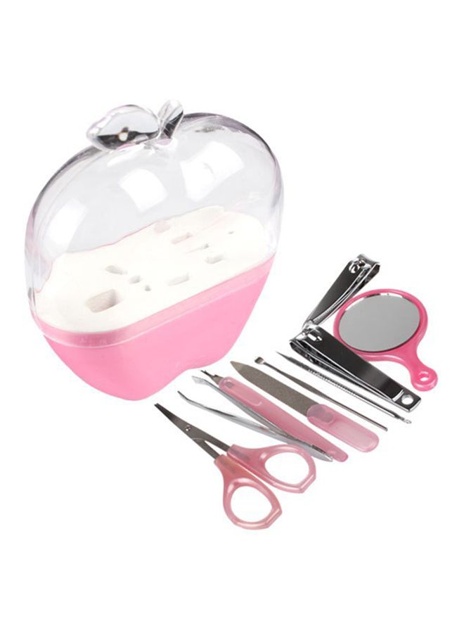 9-Piece Apple Shape Manicure Nail Care Tool Set Pink - Image 2