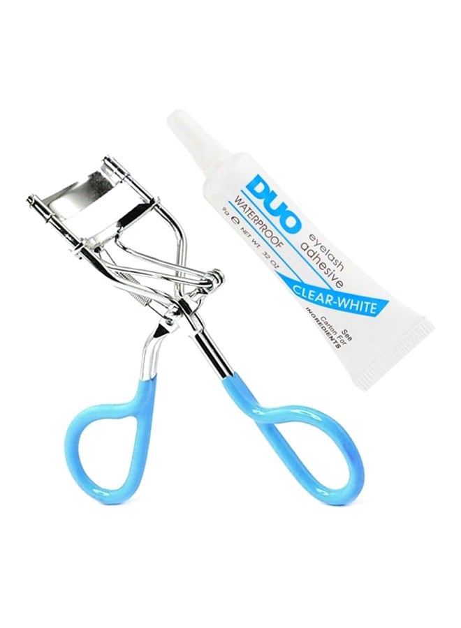 لاصق ومجعد للرموش أزرق / فضي