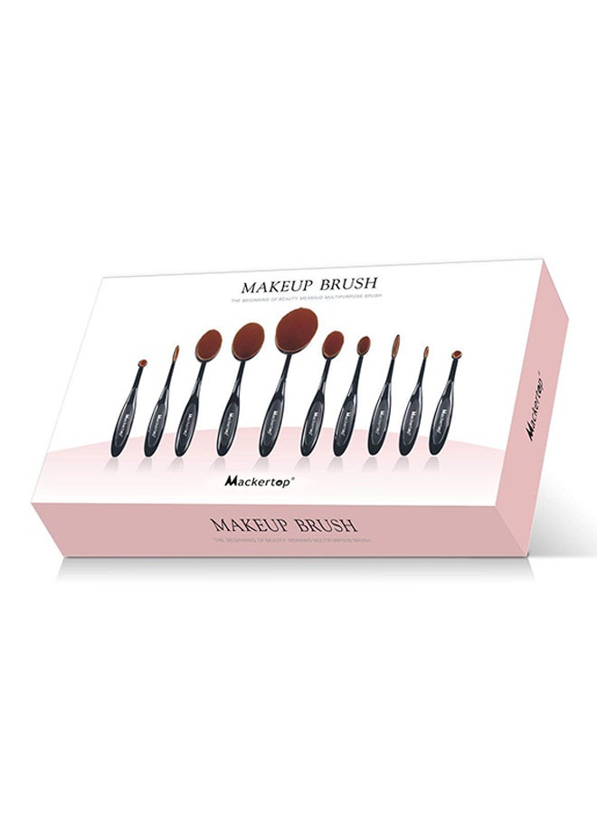 طقم فرشاة كريم أساس مكون من عشر قطع أسود - Image 2