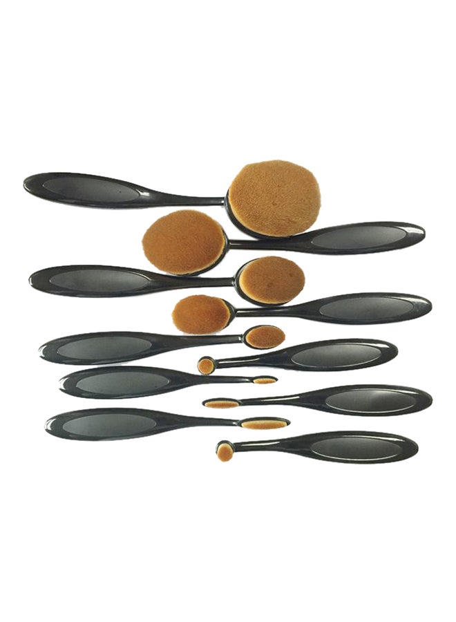 طقم فراشي مستحضرات تجميل مكون من 10 قطع أسود