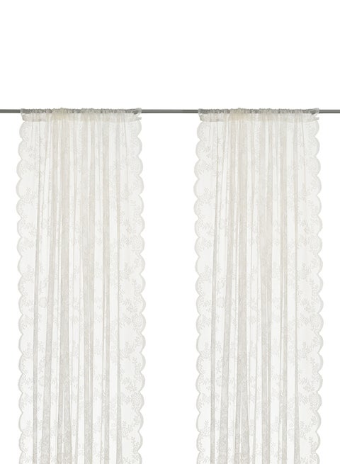 2-Piece Net Window Curtain White 300x145cm
