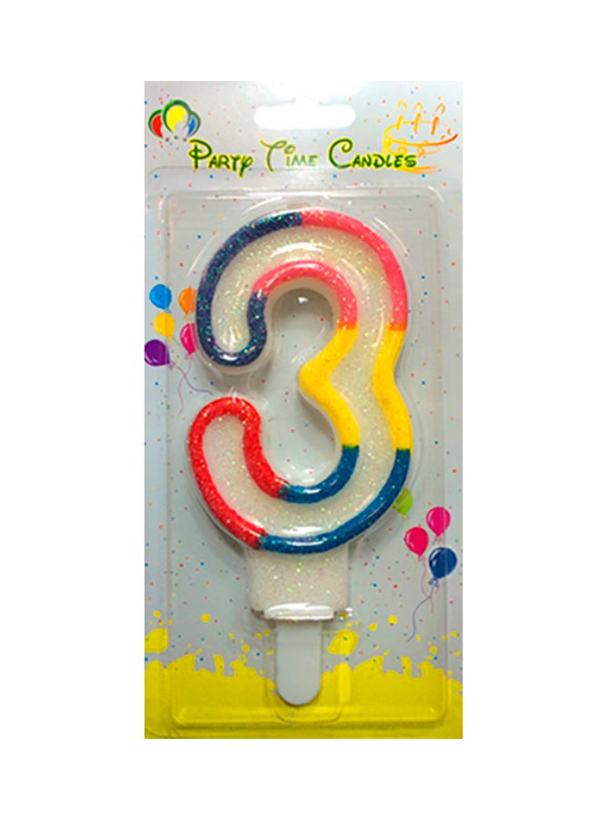Party Time Birthday Number 3 Candle