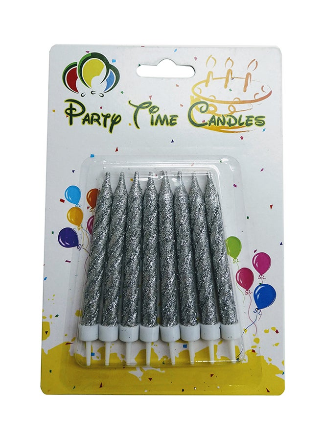Party Time 8-Piece Unscented Birthday Glitter Candle With Stand