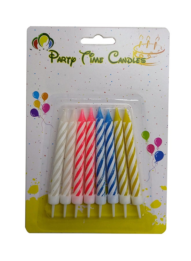 Party Time 8-Piece Unscented Birthday Spiral Candle With Stand