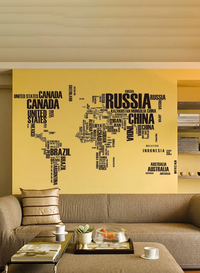 ملصق جداري بتصميم خريطة العالم من مادة بولي فينيل الكلوريد أسود 60x90سم - Image 2