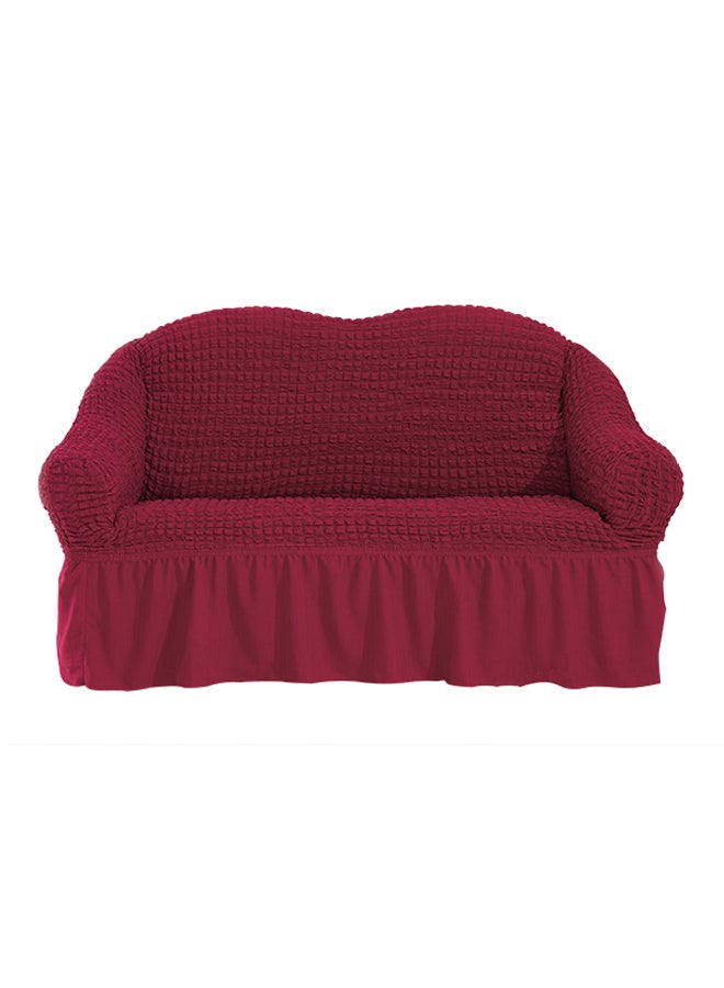 Two Seater Super Stretchable Anti-Wrinkle Slip Flexible Resistant Jacquard For Living Room Sofa Cover Claret Red