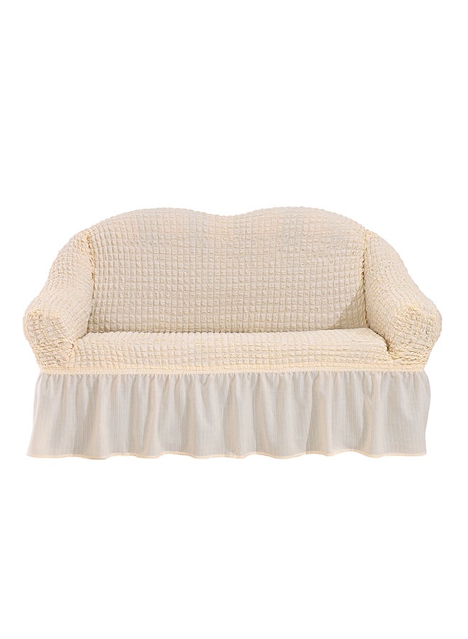Fabienne Two Seater Super Stretchable Anti-Wrinkle Slip Flexible Resistant Jacquard For Living Room Sofa Cover Cream 
